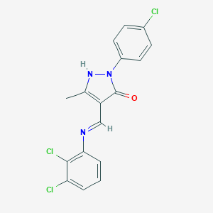 molecular formula C17H12Cl3N3O B440562 2-(4-chlorophenyl)-4-[(2,3-dichloroanilino)methylene]-5-methyl-2,4-dihydro-3H-pyrazol-3-one 