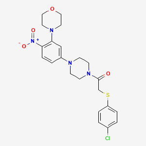 molecular formula C22H25ClN4O4S B4405717 4-[5-(4-{[(4-chlorophenyl)thio]acetyl}-1-piperazinyl)-2-nitrophenyl]morpholine 