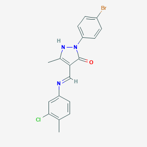 molecular formula C18H15BrClN3O B440579 2-(4-bromophenyl)-4-[(3-chloro-4-methylanilino)methylene]-5-methyl-2,4-dihydro-3H-pyrazol-3-one 
