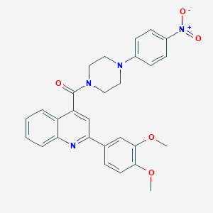 molecular formula C28H26N4O5 B440608 2-(3,4-Dimethoxyphenyl)-4-[(4-{4-nitrophenyl}-1-piperazinyl)carbonyl]quinoline CAS No. 353478-43-0