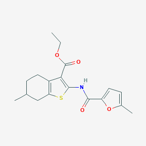 molecular formula C18H21NO4S B440620 Ethyl 6-methyl-2-{[(5-methylfuran-2-yl)carbonyl]amino}-4,5,6,7-tetrahydro-1-benzothiophene-3-carboxylate CAS No. 315677-49-7