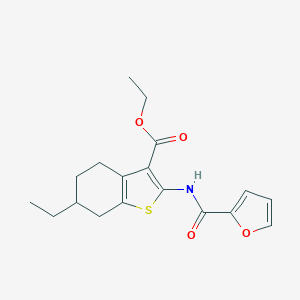 molecular formula C18H21NO4S B440628 Ethyl 6-ethyl-2-[(furan-2-ylcarbonyl)amino]-4,5,6,7-tetrahydro-1-benzothiophene-3-carboxylate CAS No. 353478-78-1