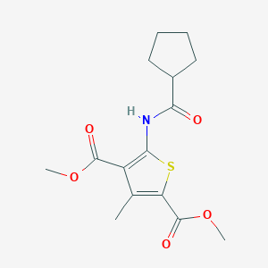 molecular formula C15H19NO5S B440633 Dimethyl 5-(cyclopentanecarbonylamino)-3-methylthiophene-2,4-dicarboxylate CAS No. 353479-14-8
