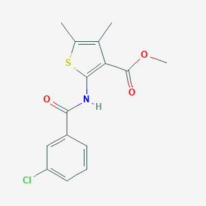 molecular formula C15H14ClNO3S B440647 Methyl 2-{[(3-chlorophenyl)carbonyl]amino}-4,5-dimethylthiophene-3-carboxylate CAS No. 447409-05-4