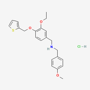 N-[[3-ethoxy-4-(thiophen-2-ylmethoxy)phenyl]methyl]-1-(4-methoxyphenyl)methanamine;hydrochloride