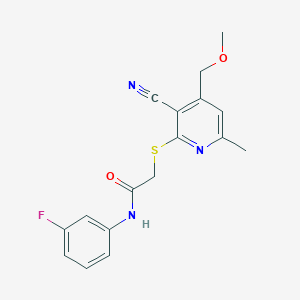 2-{[3-cyano-4-(methoxymethyl)-6-methylpyridin-2-yl]sulfanyl}-N-(3-fluorophenyl)acetamide