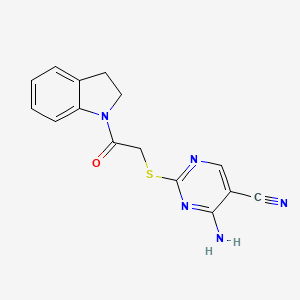 molecular formula C15H13N5OS B4407072 4-amino-2-{[2-(2,3-dihydro-1H-indol-1-yl)-2-oxoethyl]thio}-5-pyrimidinecarbonitrile 