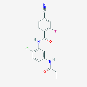 molecular formula C17H13ClFN3O2 B4407090 N-[2-chloro-5-(propionylamino)phenyl]-4-cyano-2-fluorobenzamide 