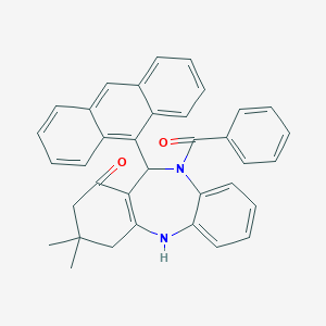 molecular formula C36H30N2O2 B440713 6-Anthracen-9-yl-5-benzoyl-9,9-dimethyl-6,8,10,11-tetrahydrobenzo[b][1,4]benzodiazepin-7-one CAS No. 352691-03-3
