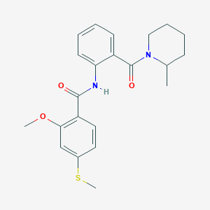 2-methoxy-N-{2-[(2-methyl-1-piperidinyl)carbonyl]phenyl}-4-(methylthio)benzamide