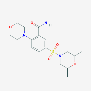 molecular formula C18H27N3O5S B4407539 5-[(2,6-dimethyl-4-morpholinyl)sulfonyl]-N-methyl-2-(4-morpholinyl)benzamide 