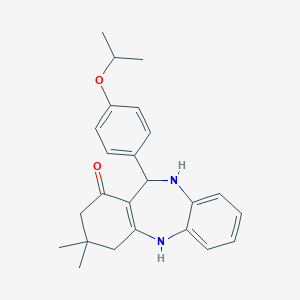 molecular formula C24H28N2O2 B440756 9,9-dimethyl-6-(4-propan-2-yloxyphenyl)-6,8,10,11-tetrahydro-5H-benzo[b][1,4]benzodiazepin-7-one CAS No. 337503-22-7
