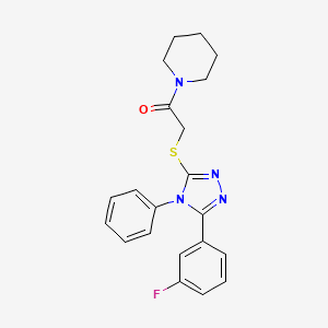 molecular formula C21H21FN4OS B4407561 1-({[5-(3-fluorophenyl)-4-phenyl-4H-1,2,4-triazol-3-yl]thio}acetyl)piperidine 