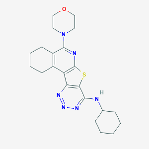 molecular formula C22H28N6OS B440759 N-Cyclohexyl-8-morpholin-4-yl-11-thia-9,14,15,16-tetrazatetracyclo[8.7.0.02,7.012,17]heptadeca-1(10),2(7),8,12(17),13,15-hexaen-13-amine CAS No. 352692-15-0