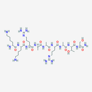 B044076 2,6-diamino-N-[6-amino-1-[[1-[[1-[[1-[[1-[[1-[[1-[(1-amino-3-hydroxy-1-oxopropan-2-yl)amino]-3-hydroxy-1-oxobutan-2-yl]amino]-1-oxopropan-2-yl]amino]-5-(diaminomethylideneamino)-1-oxopentan-2-yl]amino]-1-oxopropan-2-yl]amino]-1-oxopropan-2-yl]amino]-5-(diaminomethylideneamino)-1-oxopentan-2-yl]amino]-1-oxohexan-2-yl]hexanamide CAS No. 119386-39-9