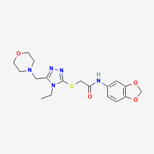 molecular formula C18H23N5O4S B4407604 N-1,3-benzodioxol-5-yl-2-{[4-ethyl-5-(4-morpholinylmethyl)-4H-1,2,4-triazol-3-yl]thio}acetamide 