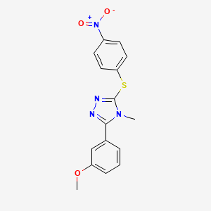 molecular formula C16H14N4O3S B4407685 3-(3-methoxyphenyl)-4-methyl-5-[(4-nitrophenyl)thio]-4H-1,2,4-triazole 