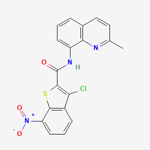 molecular formula C19H12ClN3O3S B4407694 3-chloro-N-(2-methyl-8-quinolinyl)-7-nitro-1-benzothiophene-2-carboxamide 