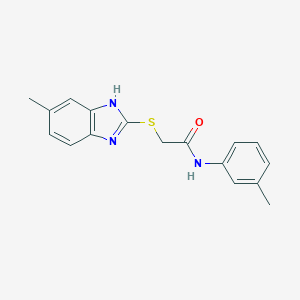 molecular formula C17H17N3OS B440772 2-[(5-methyl-1H-benzimidazol-2-yl)sulfanyl]-N-(3-methylphenyl)acetamide CAS No. 352692-61-6