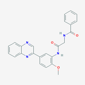 molecular formula C24H20N4O3 B4407786 N~1~-{2-[2-Methoxy-5-(2-quinoxalinyl)anilino]-2-oxoethyl}benzamide 