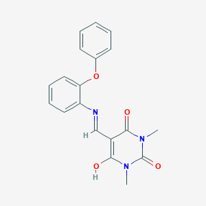 molecular formula C19H17N3O4 B440788 1,3-dimethyl-5-[(2-phenoxyanilino)methylene]-2,4,6(1H,3H,5H)-pyrimidinetrione CAS No. 351165-41-8