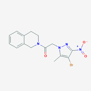 molecular formula C15H15BrN4O3 B440789 2-({4-bromo-3-nitro-5-methyl-1H-pyrazol-1-yl}acetyl)-1,2,3,4-tetrahydroisoquinoline CAS No. 355805-17-3