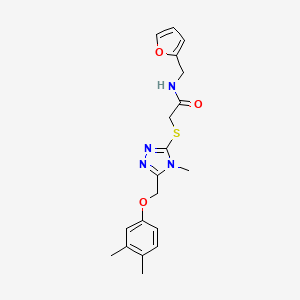 molecular formula C19H22N4O3S B4407921 2-({5-[(3,4-dimethylphenoxy)methyl]-4-methyl-4H-1,2,4-triazol-3-yl}thio)-N-(2-furylmethyl)acetamide 