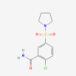 molecular formula C11H13ClN2O3S B4408043 2-chloro-5-(1-pyrrolidinylsulfonyl)benzamide 