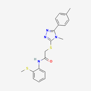 molecular formula C19H20N4OS2 B4408121 2-{[4-methyl-5-(4-methylphenyl)-4H-1,2,4-triazol-3-yl]thio}-N-[2-(methylthio)phenyl]acetamide 