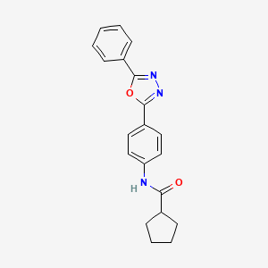 molecular formula C20H19N3O2 B4408129 N-[4-(5-phenyl-1,3,4-oxadiazol-2-yl)phenyl]cyclopentanecarboxamide 