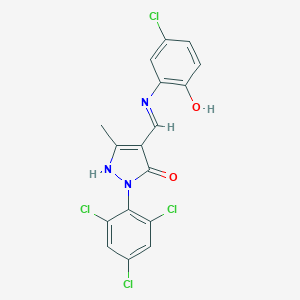 molecular formula C17H11Cl4N3O2 B440816 4-[(5-chloro-2-hydroxyanilino)methylene]-5-methyl-2-(2,4,6-trichlorophenyl)-2,4-dihydro-3H-pyrazol-3-one 
