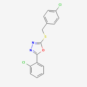 2-(2-CHLOROPHENYL)-5-{[(4-CHLOROPHENYL)METHYL]SULFANYL}-1,3,4-OXADIAZOLE