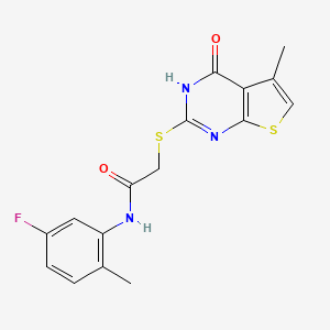 molecular formula C16H14FN3O2S2 B4408277 N-(5-fluoro-2-methylphenyl)-2-[(5-methyl-4-oxo-3,4-dihydrothieno[2,3-d]pyrimidin-2-yl)thio]acetamide 