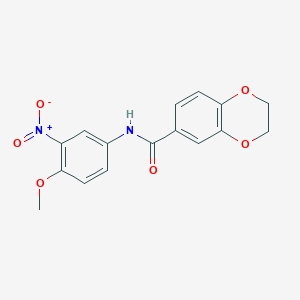 molecular formula C16H14N2O6 B4408332 N-(4-methoxy-3-nitrophenyl)-2,3-dihydro-1,4-benzodioxine-6-carboxamide 