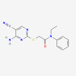 molecular formula C15H15N5OS B4408404 2-[(4-amino-5-cyano-2-pyrimidinyl)thio]-N-ethyl-N-phenylacetamide 