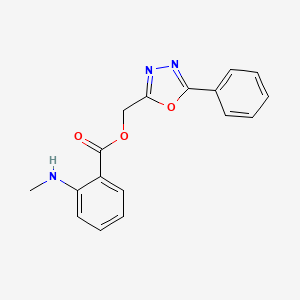 molecular formula C17H15N3O3 B4408521 (5-phenyl-1,3,4-oxadiazol-2-yl)methyl 2-(methylamino)benzoate 