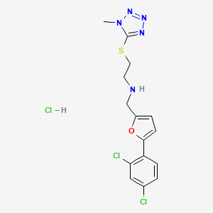 molecular formula C15H16Cl3N5OS B4408631 N-{[5-(2,4-dichlorophenyl)-2-furyl]methyl}-2-[(1-methyl-1H-tetrazol-5-yl)thio]ethanamine hydrochloride 