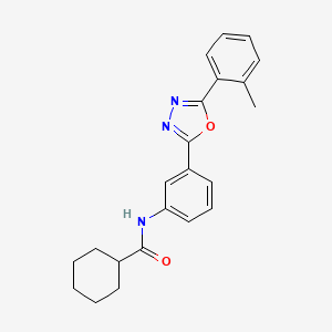 molecular formula C22H23N3O2 B4408673 N-{3-[5-(2-methylphenyl)-1,3,4-oxadiazol-2-yl]phenyl}cyclohexanecarboxamide 