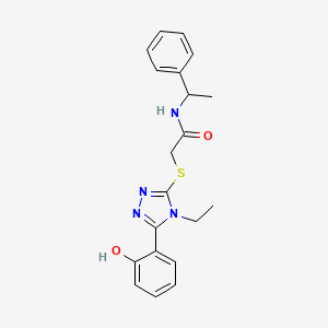 molecular formula C20H22N4O2S B4408719 2-{[4-ethyl-5-(2-hydroxyphenyl)-4H-1,2,4-triazol-3-yl]thio}-N-(1-phenylethyl)acetamide 