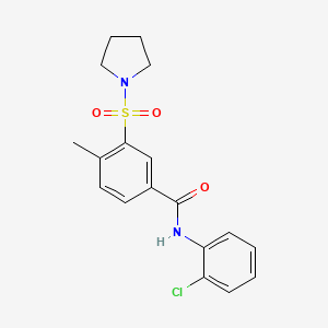 molecular formula C18H19ClN2O3S B4408745 N-(2-chlorophenyl)-4-methyl-3-(1-pyrrolidinylsulfonyl)benzamide 