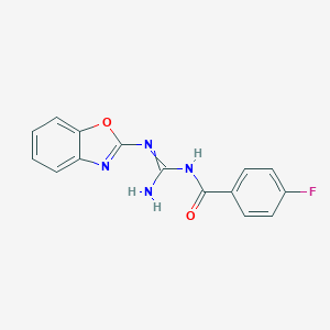 molecular formula C15H11FN4O2 B440881 N-[N'-(1,3-benzoxazol-2-yl)carbamimidoyl]-4-fluorobenzamide CAS No. 351498-66-3