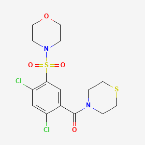 molecular formula C15H18Cl2N2O4S2 B4408837 4-{[2,4-dichloro-5-(4-thiomorpholinylcarbonyl)phenyl]sulfonyl}morpholine 