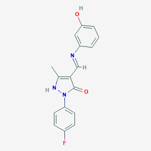 molecular formula C17H14FN3O2 B440886 2-(4-fluorophenyl)-4-[(3-hydroxyanilino)methylene]-5-methyl-2,4-dihydro-3H-pyrazol-3-one 
