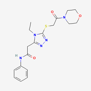 molecular formula C18H23N5O3S B4408875 2-(4-ethyl-5-{[2-(morpholin-4-yl)-2-oxoethyl]sulfanyl}-4H-1,2,4-triazol-3-yl)-N-phenylacetamide 