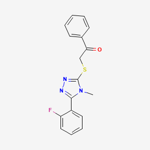 molecular formula C17H14FN3OS B4409003 2-{[5-(2-fluorophenyl)-4-methyl-4H-1,2,4-triazol-3-yl]sulfanyl}-1-phenylethanone 