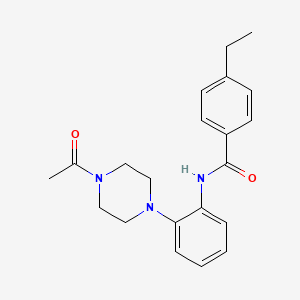 molecular formula C21H25N3O2 B4409262 N-[2-(4-acetyl-1-piperazinyl)phenyl]-4-ethylbenzamide 