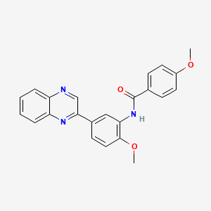 4-methoxy-N-[2-methoxy-5-(2-quinoxalinyl)phenyl]benzamide