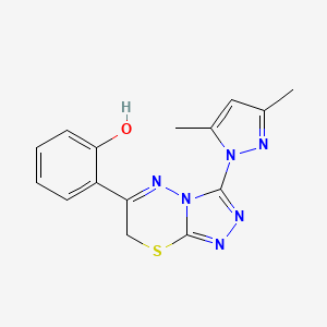 molecular formula C15H14N6OS B4409479 2-[3-(3,5-dimethyl-1H-pyrazol-1-yl)-7H-[1,2,4]triazolo[3,4-b][1,3,4]thiadiazin-6-yl]phenol 