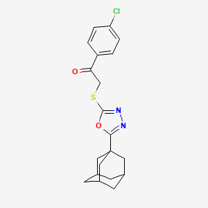 molecular formula C20H21ClN2O2S B4409570 2-{[5-(1-adamantyl)-1,3,4-oxadiazol-2-yl]thio}-1-(4-chlorophenyl)ethanone 