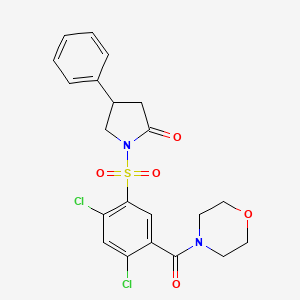 1-[2,4-Dichloro-5-(morpholine-4-carbonyl)phenyl]sulfonyl-4-phenylpyrrolidin-2-one